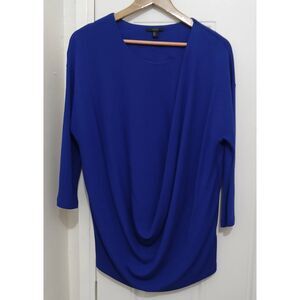 Cos womens medium draped side cobalt blue stretch knit top viscose spandex